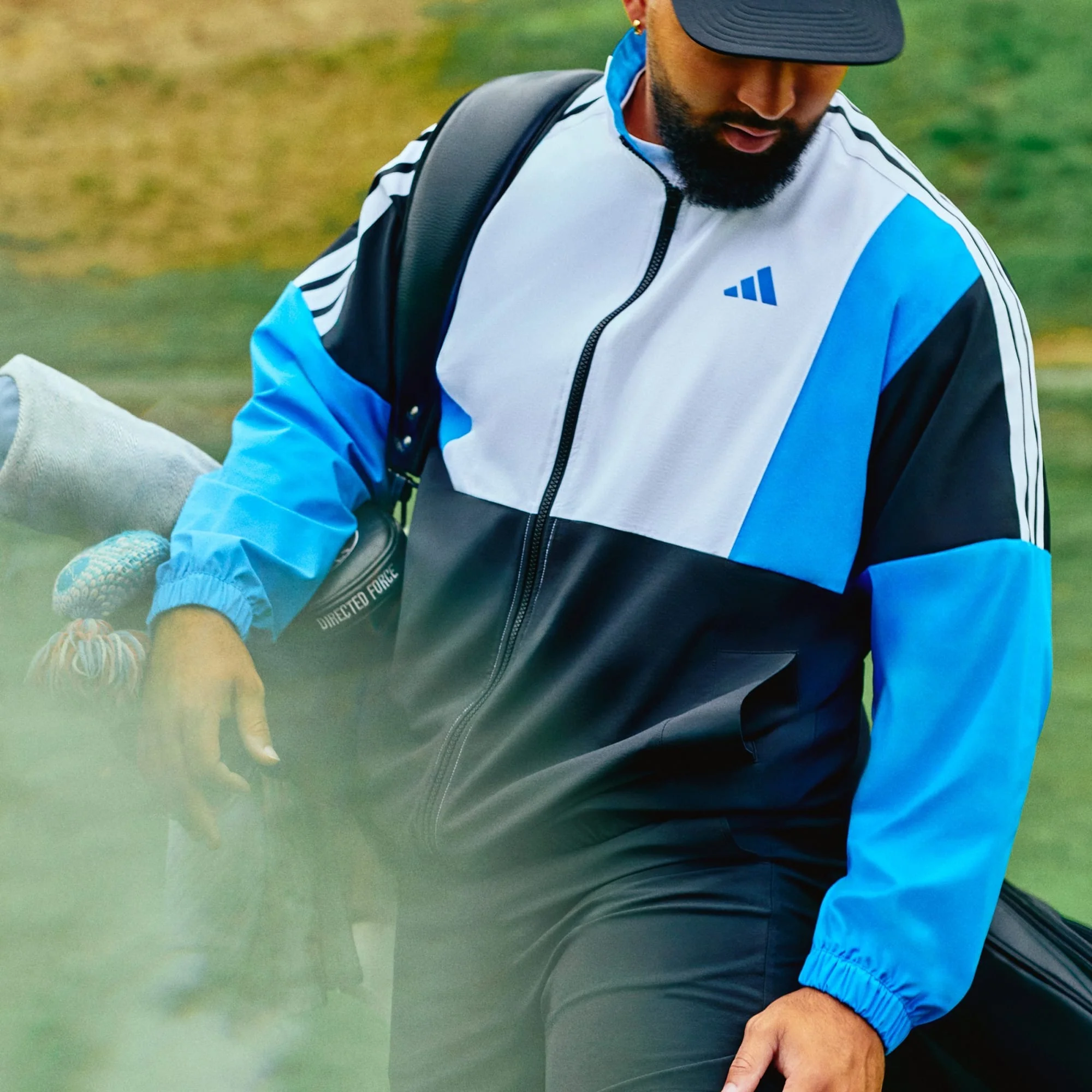 Adidas Beyond Twistweave Full Zip Jacket Men's (Black White Blue JZ7004) - Image 3