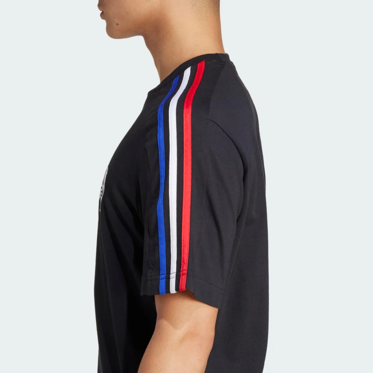 Adidas France Rugby Essentials 3 Striped T-Shirt Men's (Black JD4187) - Image 3