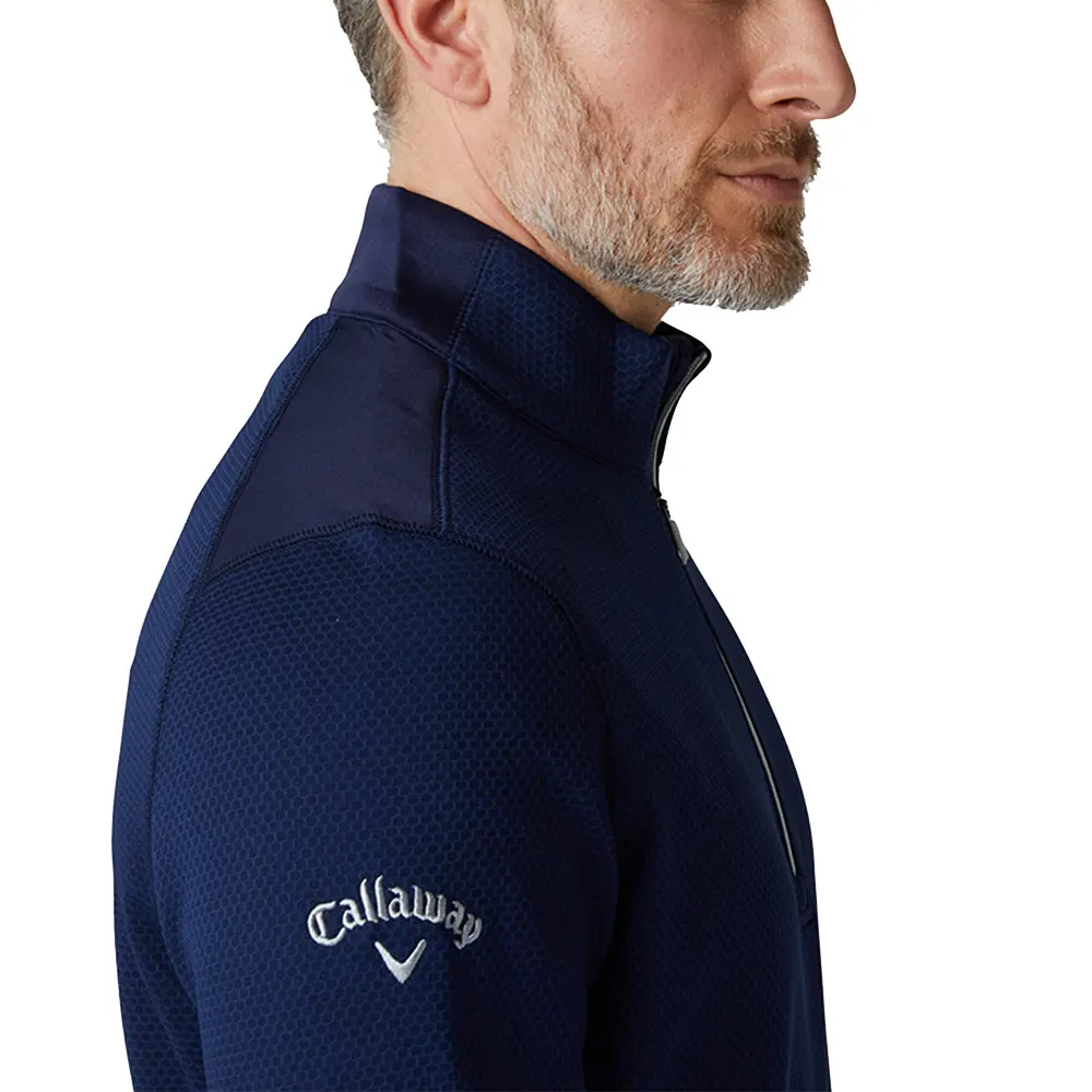 Callaway 1/4 Zip Hex Texture Fleece Men's (Peacoat Navy 410) - Image 2
