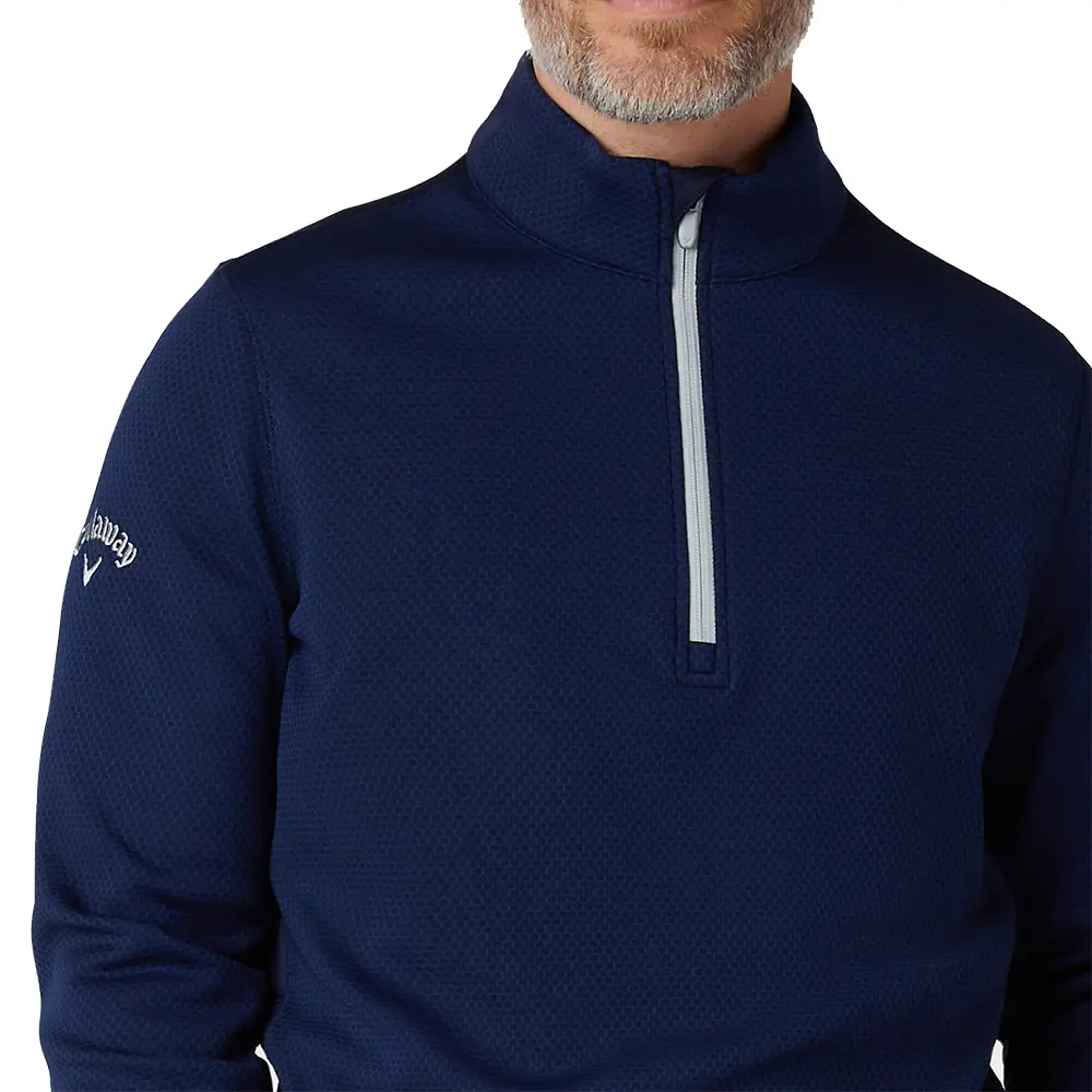 Callaway 1/4 Zip Hex Texture Fleece Men's (Peacoat Navy 410) - Image 3
