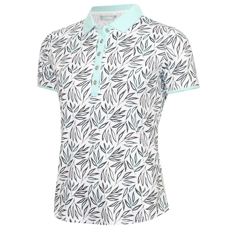 Green Lamb Naomi Print Polo Shirt Women's - Image 5