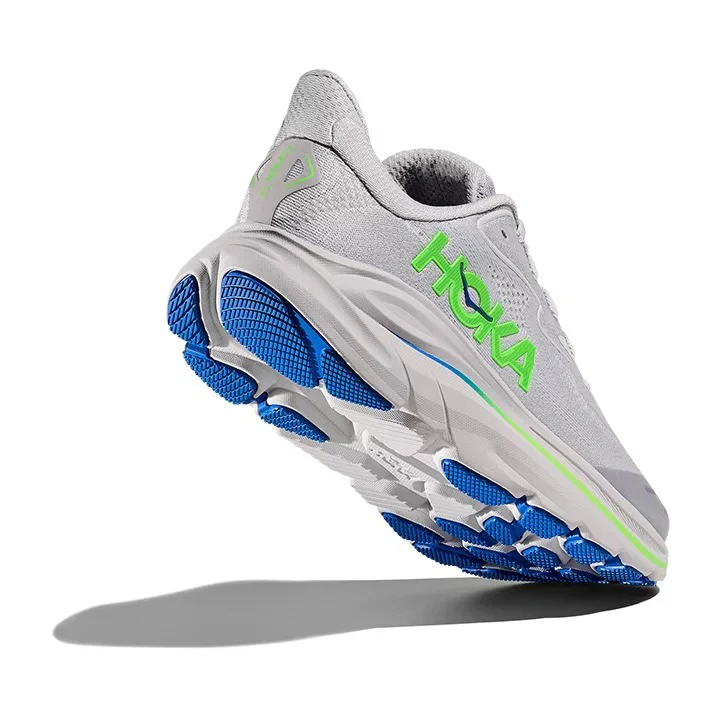 Hoka Clifton 10 Running Shoes Kid's (Ash Grey Neon Green) - Image 2