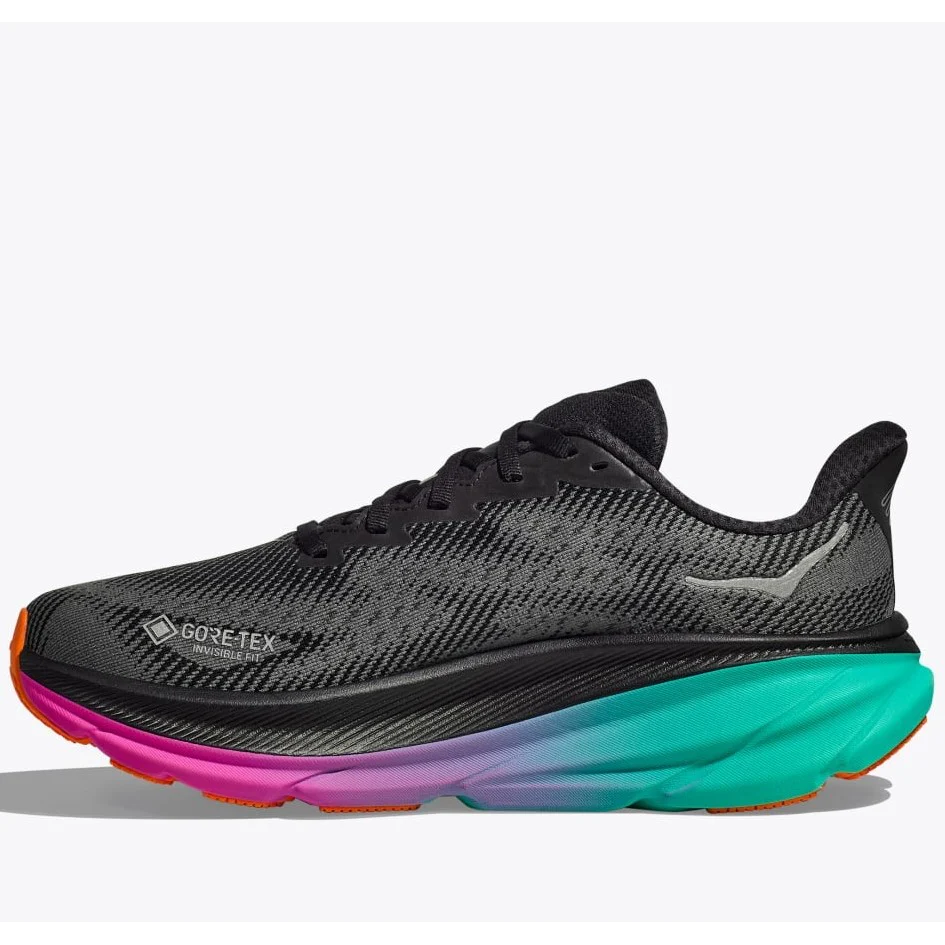 Hoka Clifton 9 Gore Tex Running Shoes Men's (Black Blue) - Image 3