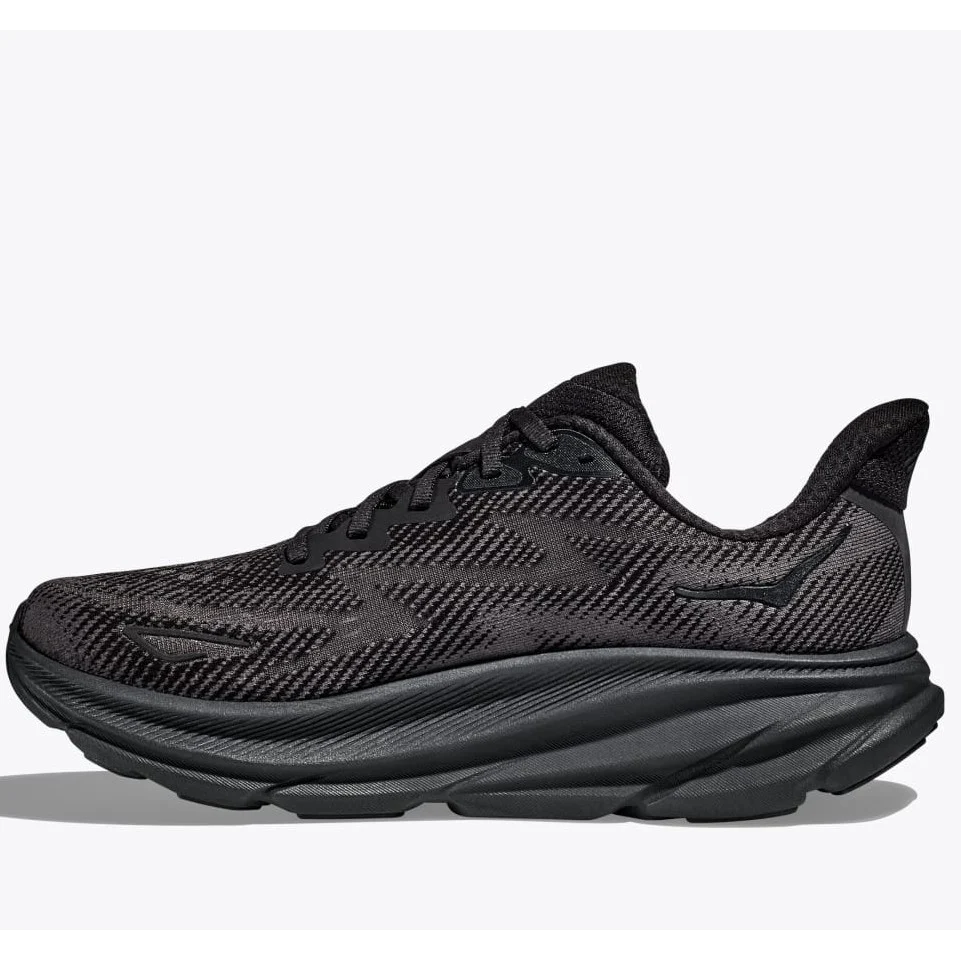 Hoka Clifton 9 Running Shoes Men's (Black Black) - Image 3