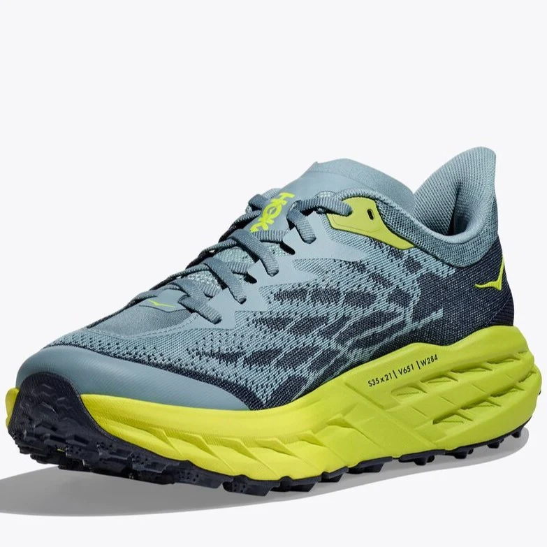 Hoka Speedgoat 5 Trail Shoes Men's (Stone Blue Dark Citron) - Image 4