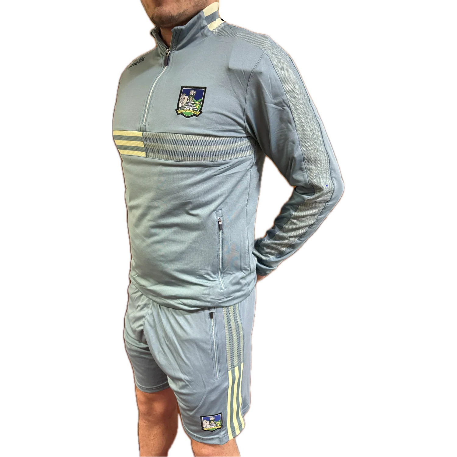 O'Neills Limerick GAA Nepal 049 Poly Shorts Kid's (Blue Beige Marine) - Image 2