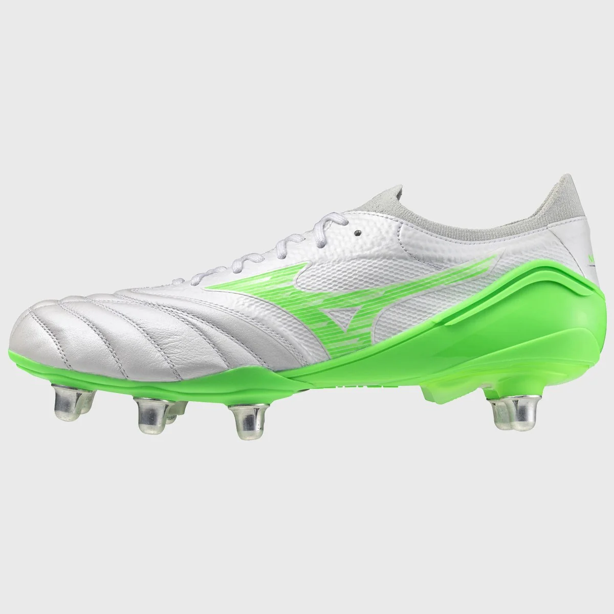 Mizuno Morelia Neo IV Beta Elite SG Rugby Boots Men's (White Green) - Image 4