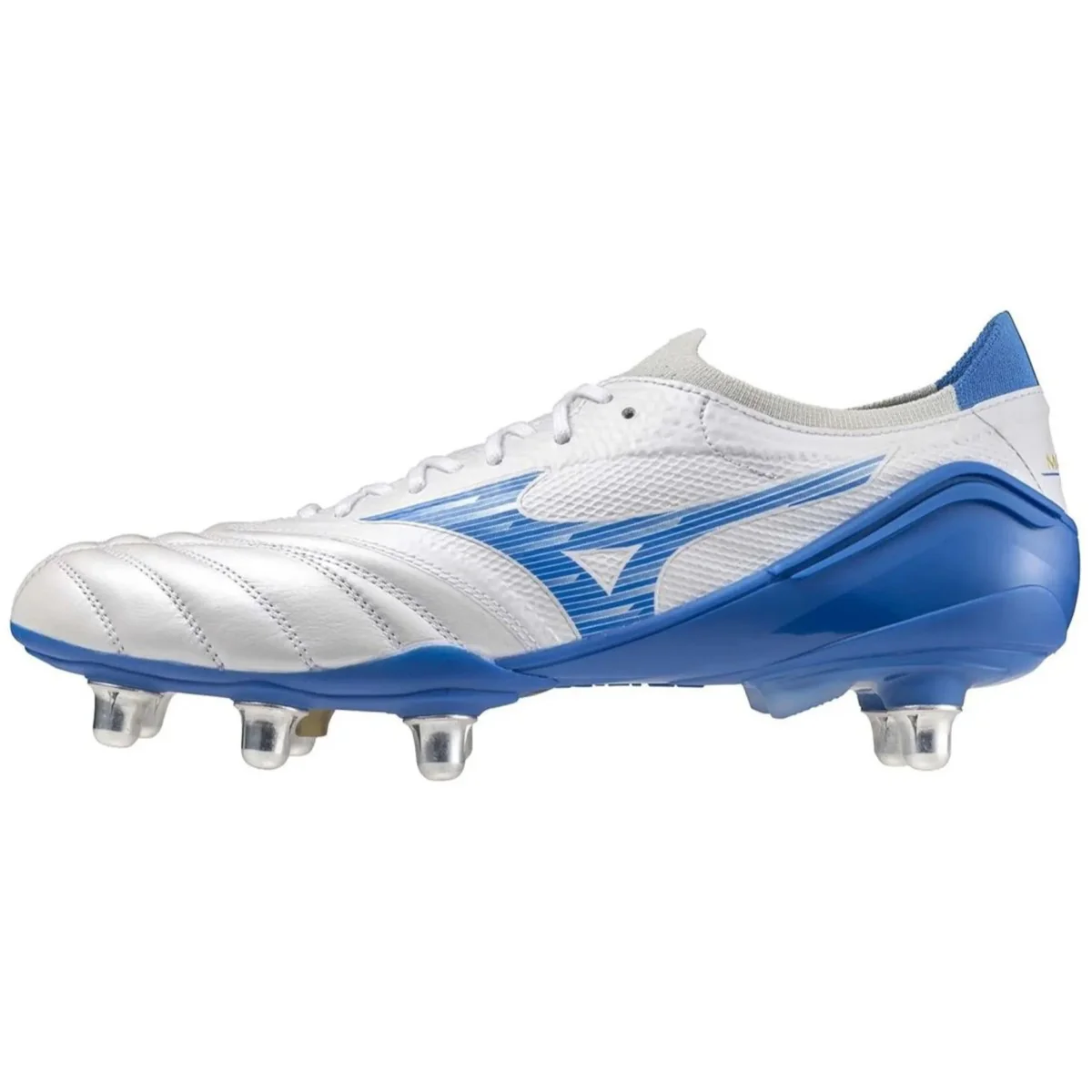 Mizuno Morelia Neo IV Elite Soft Ground Rugby Boots Men's (White Blue) - Image 3