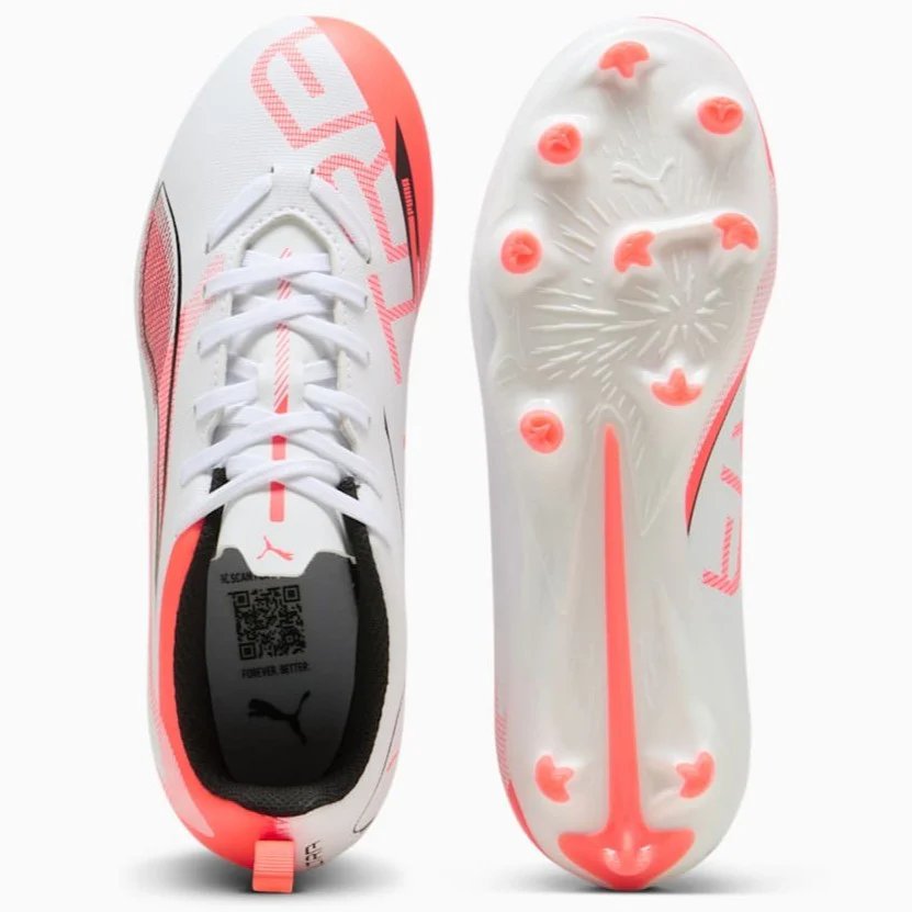 Puma Ultra 5 Play FG/AG Football Boots Infant's (White Red 01) - Image 2