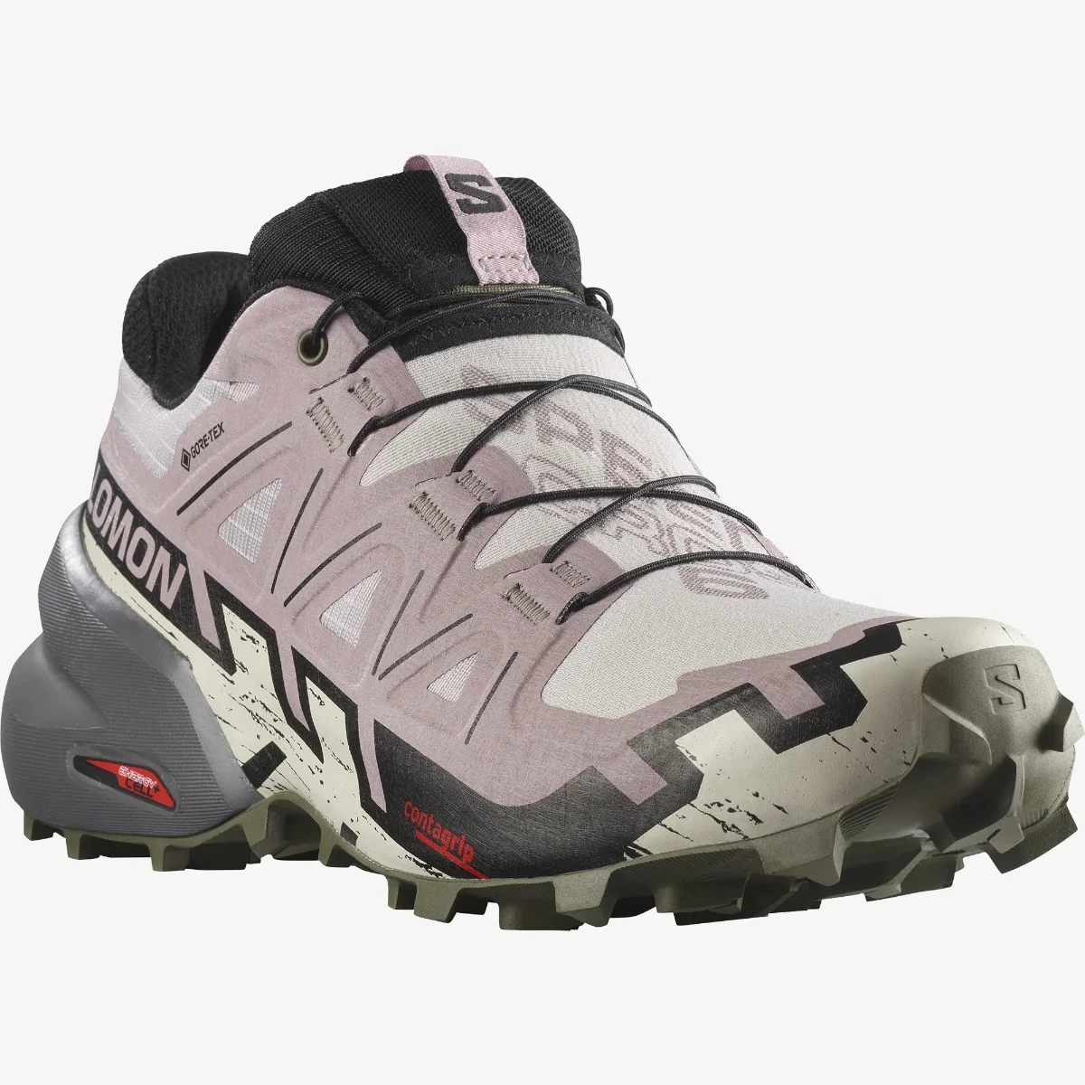 Salomon Speedcross 6 Gore Tex Trail Shoes Women's (Ashes of Roses Olive) - Image 3
