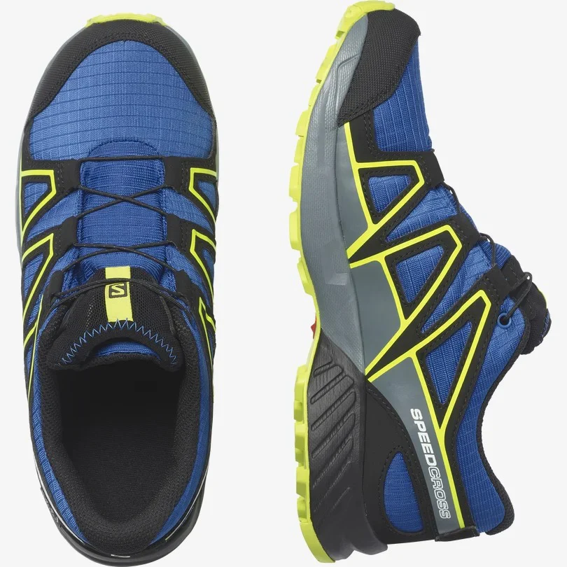 Salomon Speedcross Climasalomon Shoes Junior (Blue Black Acid Lime) - Image 2