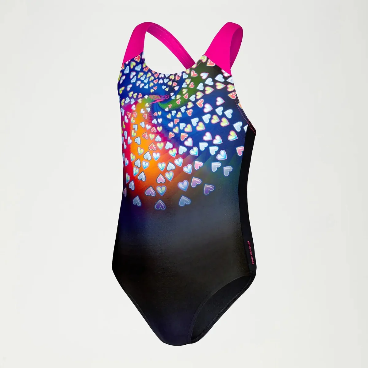 Speedo Splashback Swimsuit Girls (Black Pink)