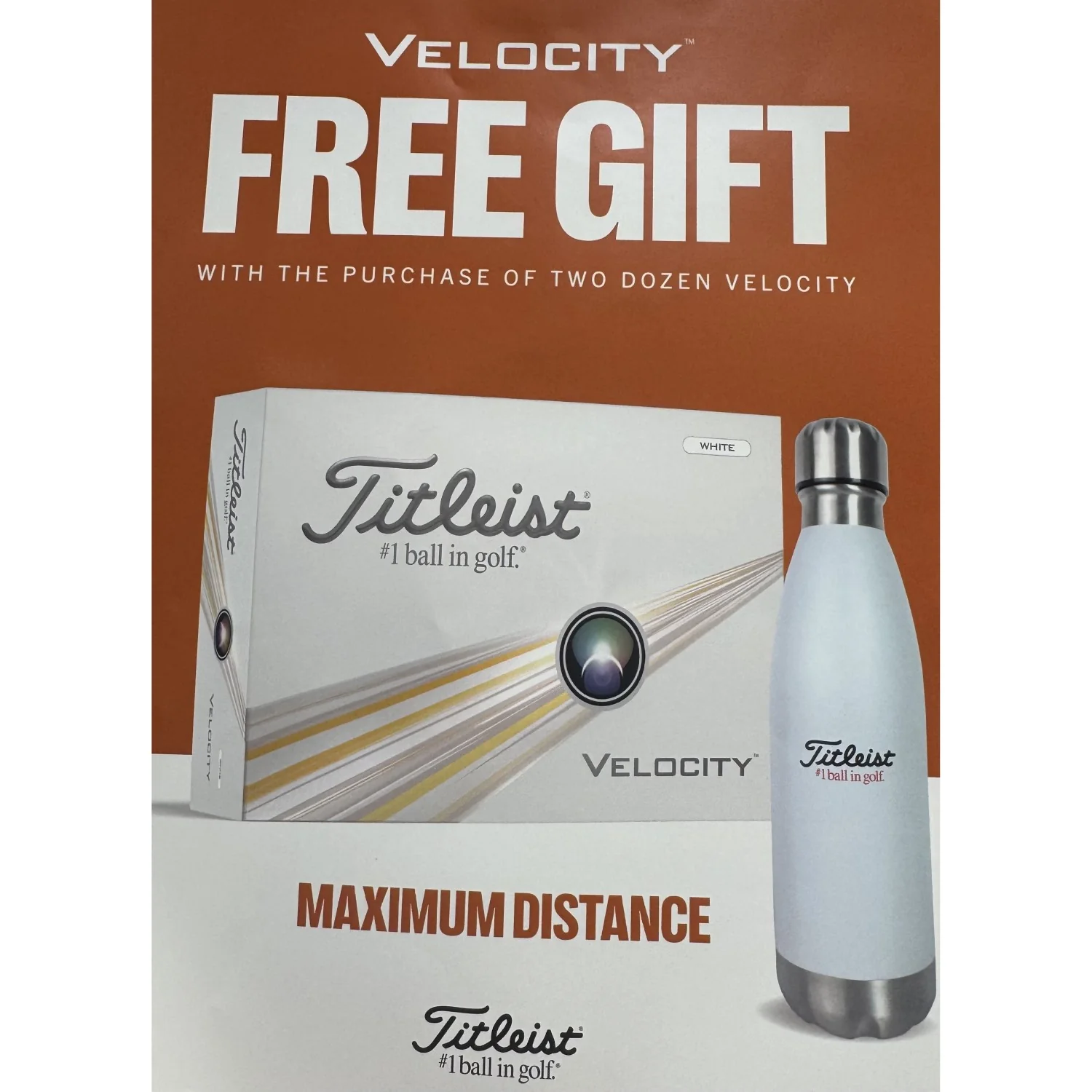Titleist Stainless Steel Water Bottle (White SIlver) - Image 2