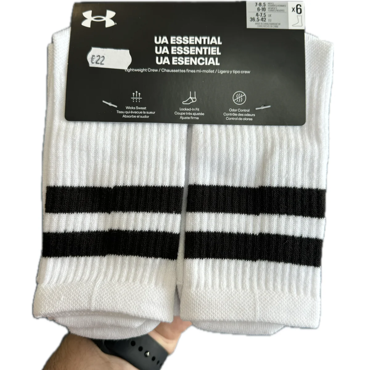 Under Armour Essential Crew Cut Socks 6 Pack Unisex - Image 2