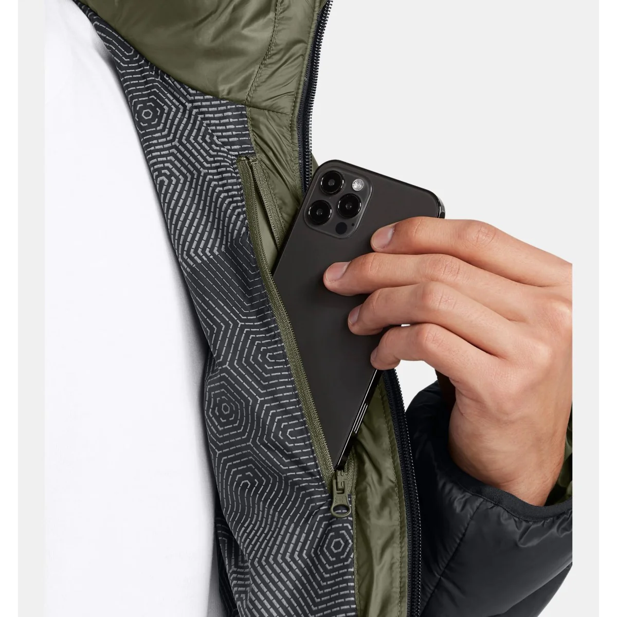 Under Armour Legend Down Hooded Jacket Men's (Marine Green 390) - Image 2