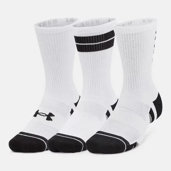 Under Armour Performance Tech Crew Socks Unisex 3 Pack (White 101)