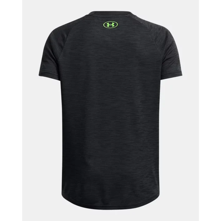 Under Armour Tech Textured T-Shirt Kid's (Black Cyber Green 004) - Image 2