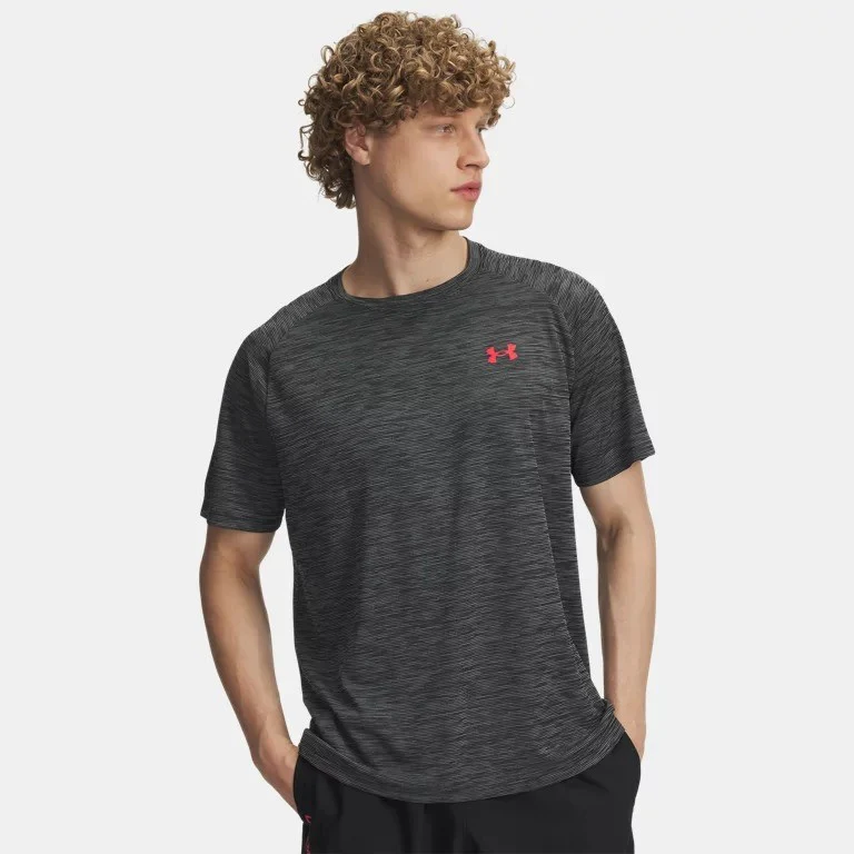 Under Armour Tech Textured T-Shirt Men's (Black Racer Red 002)