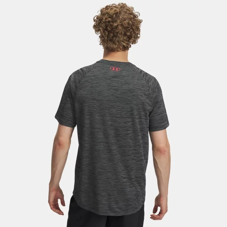 Under Armour Tech Textured T-Shirt Men's (Black Racer Red 002) - Image 3