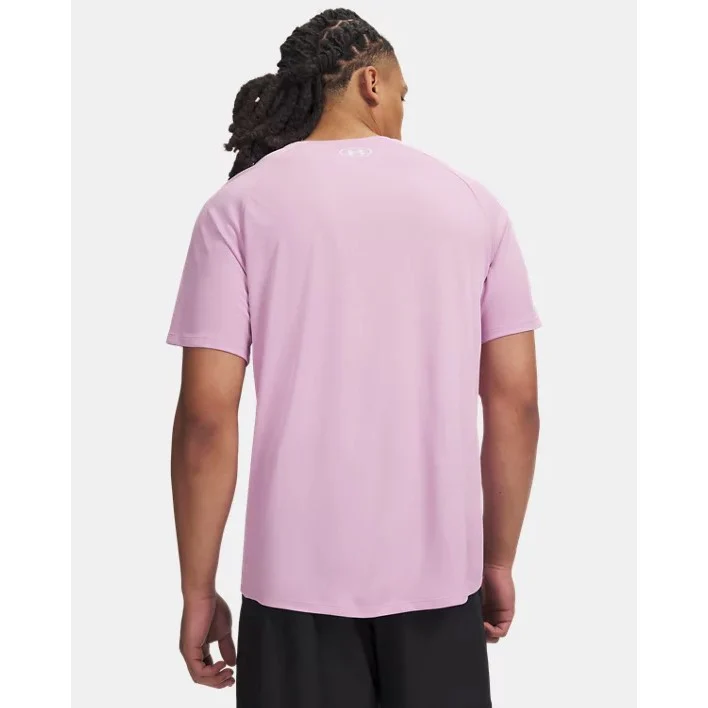 Under Armour Tech Textured T-Shirt Men's (Pink 669) - Image 2