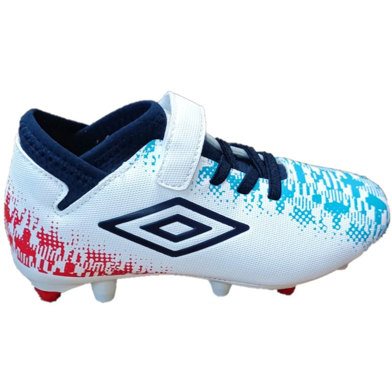 Umbro Formation II Velcro FG Football Boots Junior (White Navy)