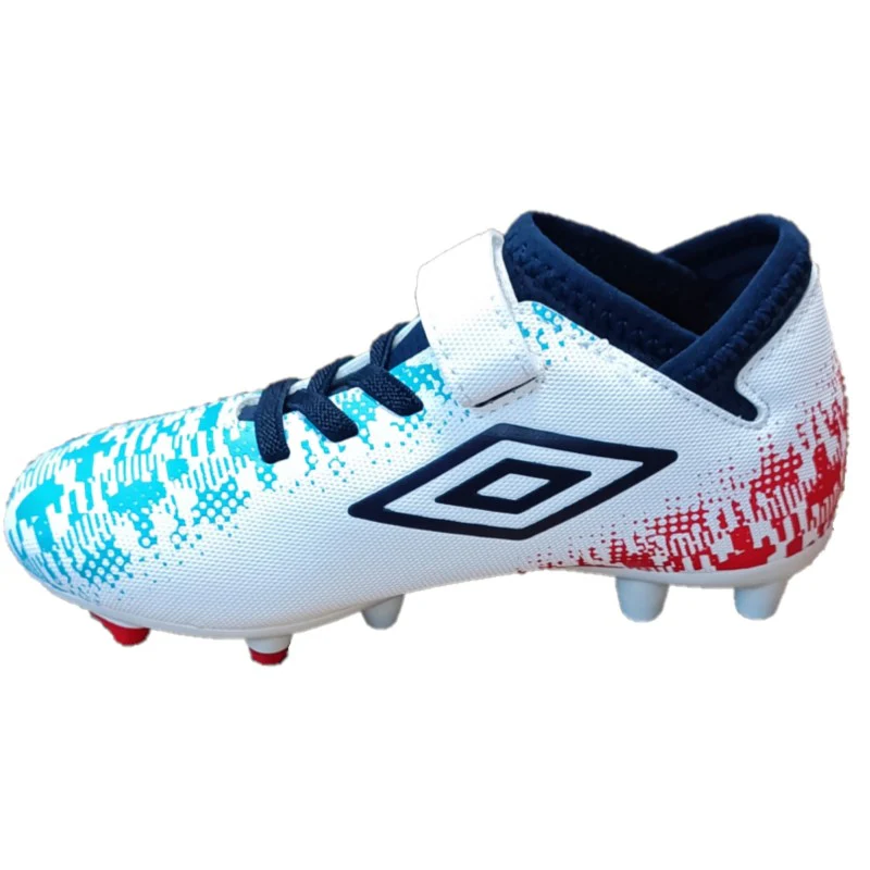 Umbro Formation II Velcro FG Football Boots Junior (White Navy) - Image 3